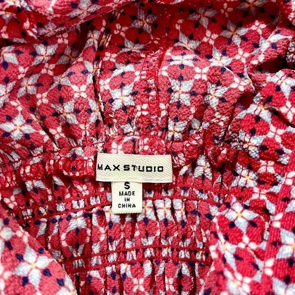 Max Studio Wide Leg Crepe Smocked Jumpsuit - Picture 4 of 6